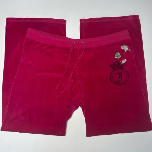 Y2K Vintage Juicy Couture Wide Leg Velour Track Pants - Picture 1 of 7